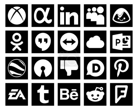 Ilustración de 20 Paquete de iconos de redes sociales Incluyendo deportes. artes electrónicas. icloud. pinterest. disgusto - Imagen libre de derechos