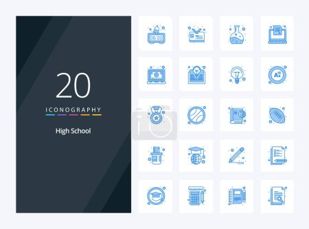 Illustration for 20 High School Blue Color icon for presentation - Royalty Free Image