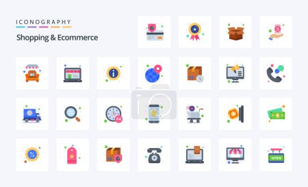 Illustration for 25 Shopping And Ecommerce Flat color icon pack - Royalty Free Image