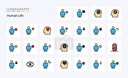 Téléchargez les illustrations : Pack d'icônes 25 Human Line Filled Style - en licence libre de droit
