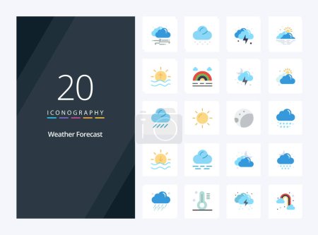 Illustration for 20 Weather Flat Color icon for presentation - Royalty Free Image