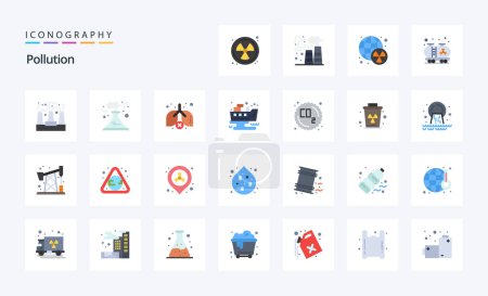 Illustration for 25 Pollution Flat color icon pack - Royalty Free Image