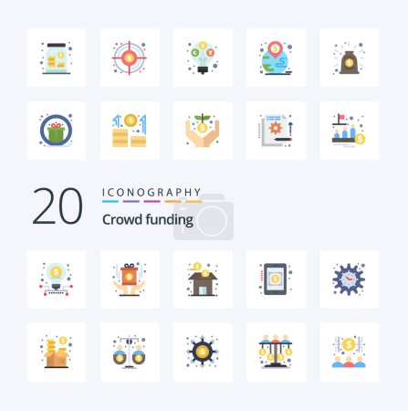 Ilustración de 20 Crowdfunding icono de color plano Paquete como símbolo de la moneda del proyecto banco tipos de cambio acciones - Imagen libre de derechos