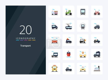 Téléchargez les illustrations : 20 Transport Icône de couleur plate pour la présentation - en licence libre de droit