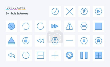 Illustration for 25 Symbols  Arrows Blue icon pack - Royalty Free Image