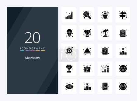 Ilustración de 20 Icono de glifo sólido de motivación para la presentación - Imagen libre de derechos