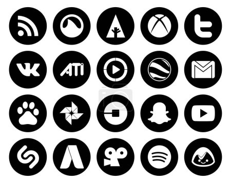 Ilustración de 20 Paquete de iconos de redes sociales, incluido el coche. foto. windows media player. baidu. correo electrónico - Imagen libre de derechos