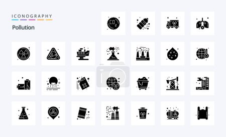 Téléchargez les illustrations : Pack d'icônes Glyphe Solide Pollution 25 - en licence libre de droit
