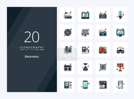Illustration for 20 Electronics line Filled icon for presentation - Royalty Free Image