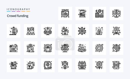 Illustration for 25 Crowdfunding Line icon pack - Royalty Free Image