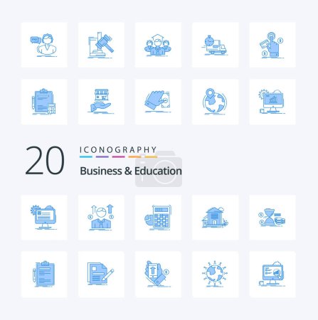 Ilustración de 20 Negocios Y Educación Icono de color azul Paquete como apartamento casa empleado gráfico matemáticas - Imagen libre de derechos