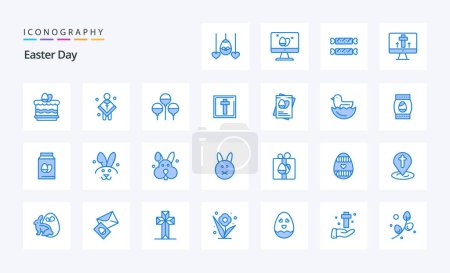 Illustration for 25 Easter Blue icon pack - Royalty Free Image