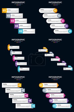 Photo for Boost your business with this Vector 6 Infographics Pack presentation template - Royalty Free Image
