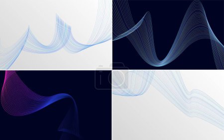 Ilustración de Agregue profundidad a sus diseños con este conjunto de 4 fondos de patrón de onda geométrica - Imagen libre de derechos