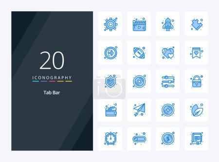 Illustration for 20 Tab Bar Blue Color icon for presentation - Royalty Free Image
