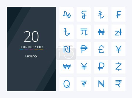 Illustration for 20 Currency Blue Color icon for presentation - Royalty Free Image