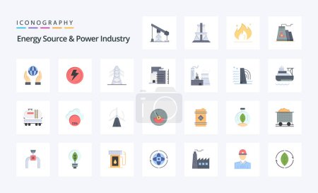 Illustration for 25 Energy Source And Power Industry Flat color icon pack - Royalty Free Image