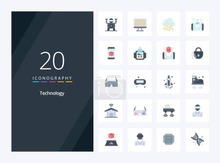 Illustration for 20 Technology Flat Color icon for presentation - Royalty Free Image
