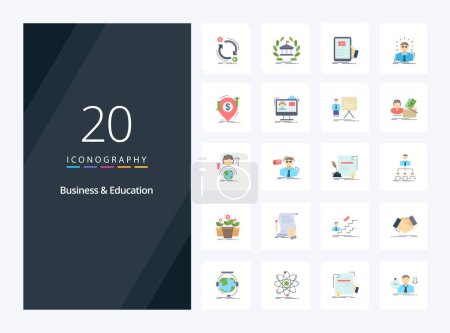 Illustration for 20 Business And Education Flat Color icon for presentation - Royalty Free Image