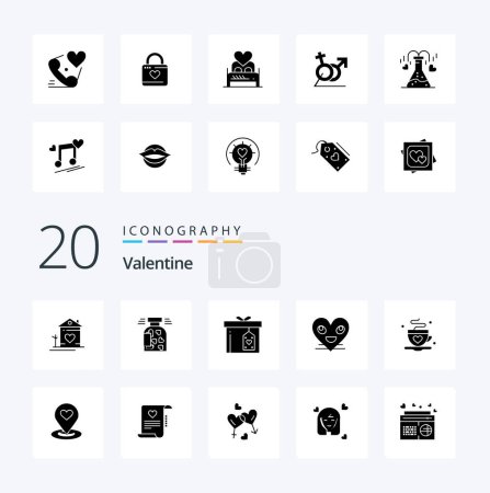 Illustration for 20 Valentine Solid Glyph icon Pack like love valentines love valentine heart - Royalty Free Image