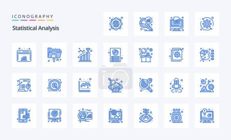 Ilustración de 25 Análisis estadístico Paquete icono azul - Imagen libre de derechos