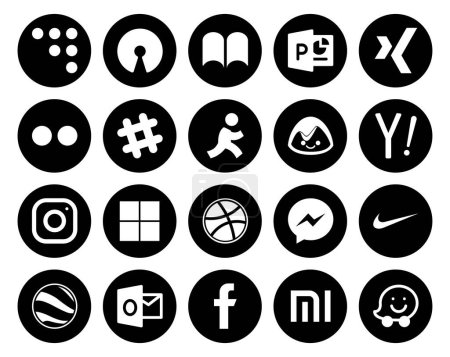 Illustration for 20 Social Media Icon Pack Including google earth. messenger. aim. dribbble. instagram - Royalty Free Image