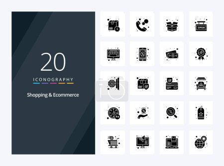 Illustration for 20 Shopping And Ecommerce Solid Glyph icon for presentation - Royalty Free Image