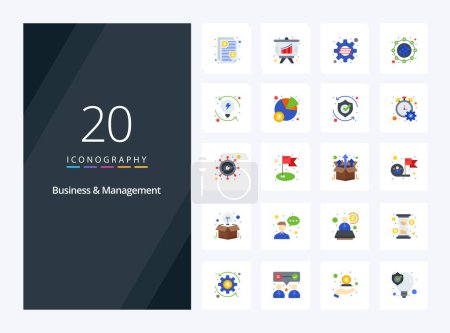 Téléchargez les illustrations : 20 Entreprise et gestion Icône couleur plate pour la présentation - en licence libre de droit