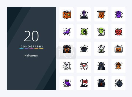 Illustration for 20 Halloween line Filled icon for presentation - Royalty Free Image