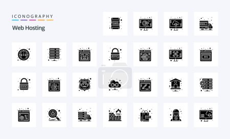 Téléchargez les illustrations : Paquet d'icônes Glyphe solide d'hébergement Web 25 - en licence libre de droit