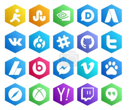 Ilustración de 20 Paquete de iconos de redes sociales Incluyendo video. mensajero. charla. es mejor que la píldora. adsense - Imagen libre de derechos
