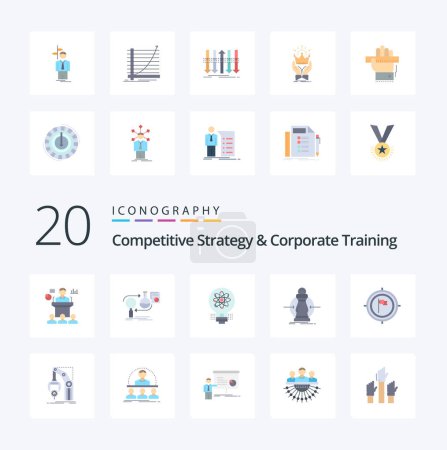 Ilustración de 20 Estrategia competitiva y formación corporativa icono de color plano Paquete como elegir la luz de inicio de desarrollo de flecha - Imagen libre de derechos