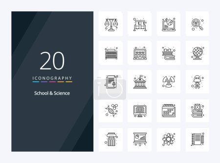 Illustration for 20 School And Science Outline icon for presentation - Royalty Free Image