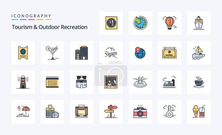 Illustration for 25 Tourism And Outdoor Recreation Line Filled Style icon pack - Royalty Free Image