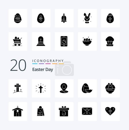 Illustration for 20 Easter Solid Glyph icon Pack like easter cart bynny holidays egg - Royalty Free Image