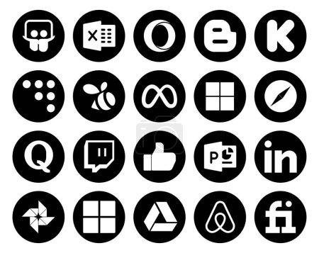 Illustration for 20 Social Media Icon Pack Including linkedin. like. facebook. twitch. quora - Royalty Free Image