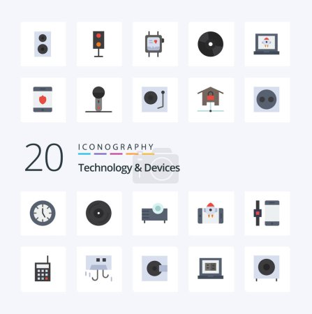 Ilustración de 20 Dispositivos Icono de color plano Paquete de productos similares monitor de dispositivos de altavoz de disco - Imagen libre de derechos