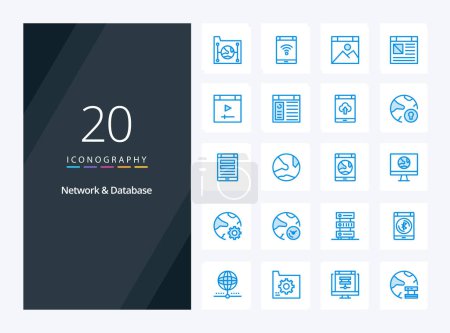 Illustration for 20 Network And Database Blue Color icon for presentation - Royalty Free Image