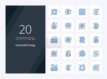 Ilustración de 20 Energía Sostenible Blue Color icono para la presentación - Imagen libre de derechos