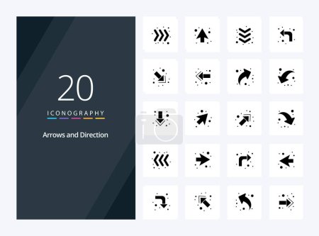 Ilustración de 20 Icono de glifo sólido de flecha para presentación - Imagen libre de derechos