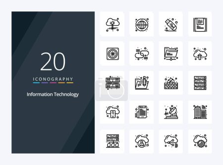 Illustration for 20 Information Technology Outline icon for presentation - Royalty Free Image