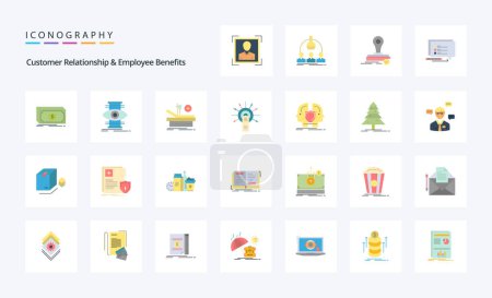 Ilustración de 25 Relación con el cliente y beneficios para los empleados Paquete de iconos de color plano - Imagen libre de derechos