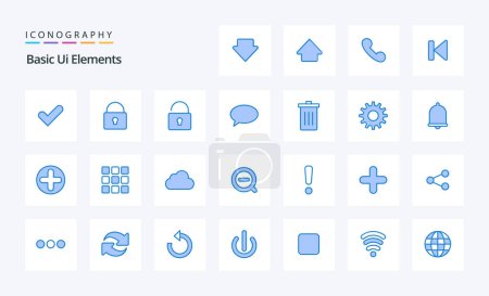 Ilustración de 25 Elementos básicos de Ui Paquete icono azul - Imagen libre de derechos