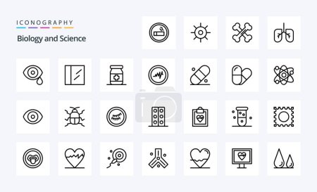 Illustration for 25 Biology Line icon pack - Royalty Free Image
