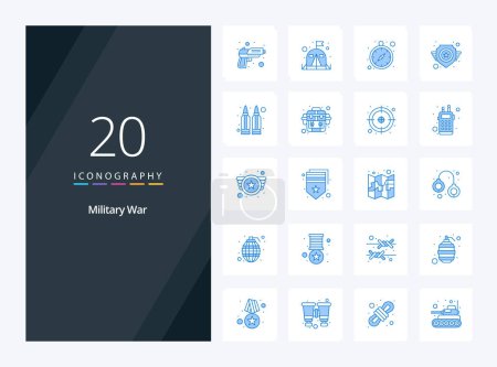 Illustration for 20 Military War Blue Color icon for presentation - Royalty Free Image