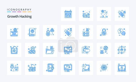 Illustration for 25 Hacking Blue icon pack - Royalty Free Image