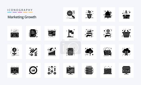 Ilustración de 25 Paquete de icono de glifo sólido de crecimiento de marketing - Imagen libre de derechos
