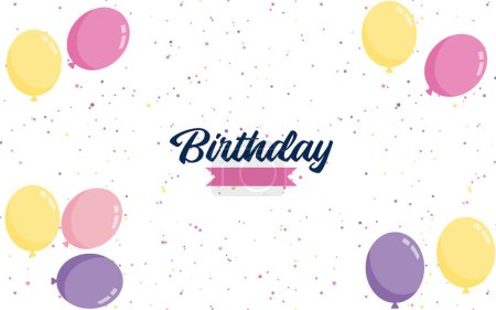Illustration for Happy Birthday lettering text banner with balloon Background - Royalty Free Image