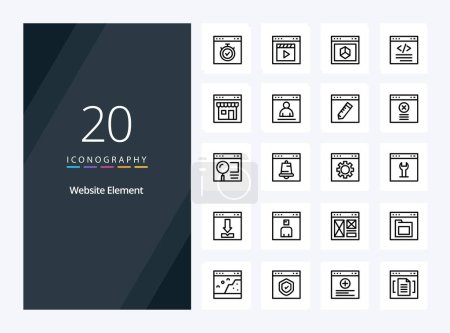 Ilustración de 20 Elemento del sitio web Icono de esquema para la presentación - Imagen libre de derechos
