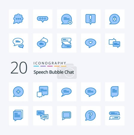 Illustration for 20 Chat Blue Color icon Pack like bubble question communication mark message - Royalty Free Image